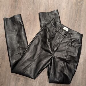 Womens Black Faux Leather Jeans